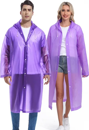 Vista 150 de 2 abrigos de lluvia de Borogo para adultos, chaquetas de lluvia reutilizables para hombres y mujeres