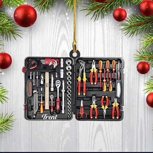 Vista 10 de Bolsa de herramientas personalizada para electricista, adorno acrílico con forma de corte personalizado, para electricistas, decoración de árbol