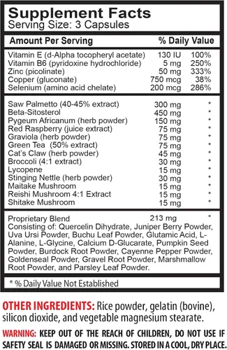 Vista 6 de Suplemento Saw Palmetto – Pastillas de apoyo de próstata – Ingredientes naturales, palma enana americana, hoja de ortiga picante, hongo Maitake