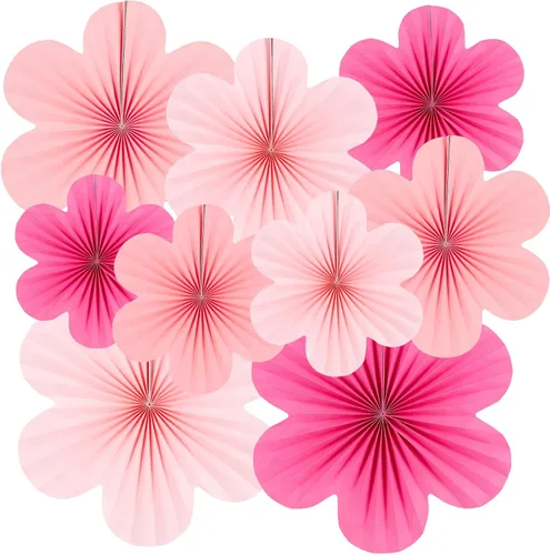 Vista 13 de SUNBEAUTY Abanicos de papel dorados y negros para fondo de fiesta de té, boda, primavera, cumpleaños, aula, baby shower, Halloween, decoración