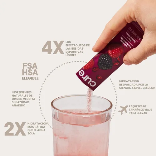 Vista 3 de Cure Hydration Mezcla de bebida de electrolitos a base de plantas Sin azúcar añadida FSA-HSA Polvo para el alivio de la deshidratación hecho