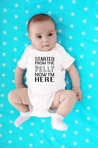 Vista 12 de CBTwear Started From The Belly, Now I'm Here - Ropa de bebé - Divertidos trajes para recién nacidos para niños y niñas