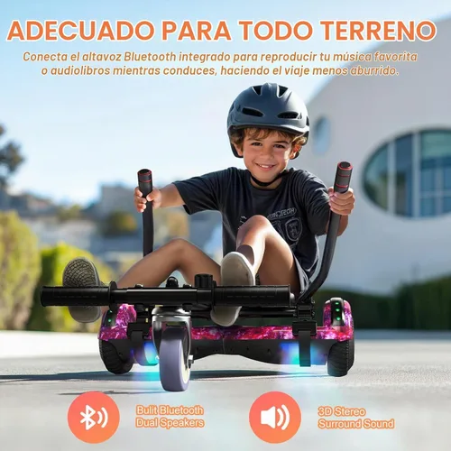 Vista 2 de LIEAGLE Self-Balancing Scooter with Seat Attachment Adjustable Frame B01-Púrpura con kart