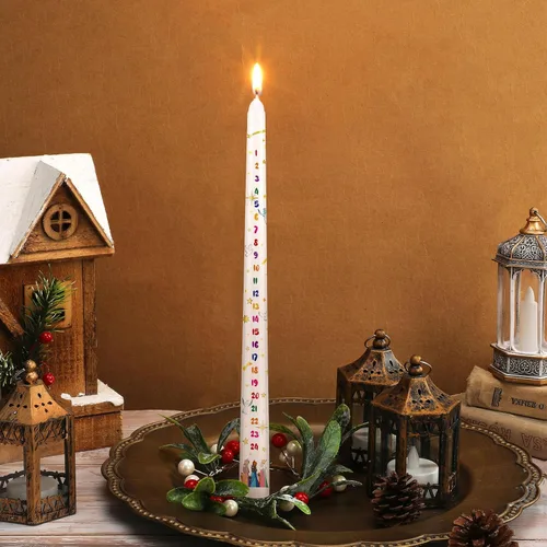 Vista 3 de Vela de Adviento de Navidad, cuenta regresiva, calendario de Adviento de tres sabios, 12 pulgadas
