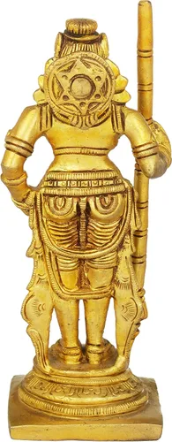Vista 3 de Exotic India Udupi Krishna - Estatua de latón - Color latón natural