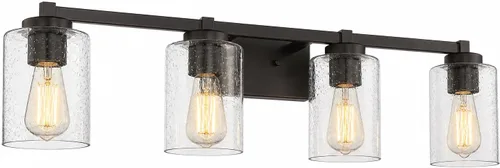 Vista 11 de Beionxii 2 luces de tocador de baño Aplique de pared vintage de bronce aceitado con vidrio transparente sembrado