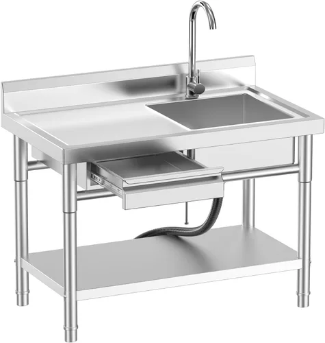Vista 15 de 39in Large Capacity Stainless Steel Utility Sink with 2-Water Outlet Modes