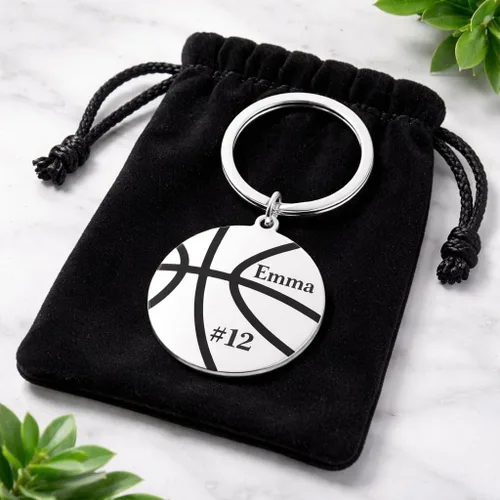 Vista 3 de Infinity Collection - Llavero de baloncesto grabado personalizado, regalo personalizado, joyería, jugador, equipo y entrenadores