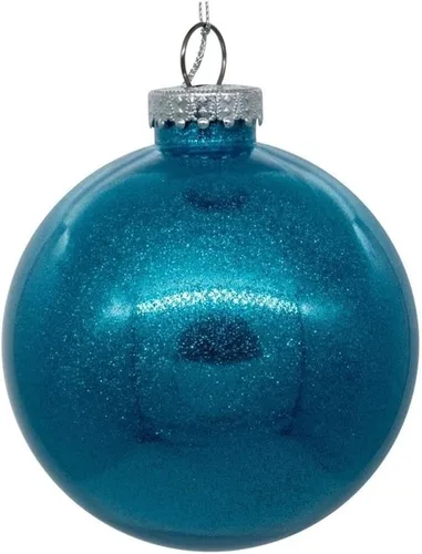 Vista 49 de Vickerman Adorno navideño de bola transparente de 3 pulgadas con interior de purpurina dorada antigua. Oro envejecido
