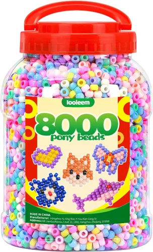 Vista 21 de IOOLEEM Cuentas de pony (2000 piezas, cuentas de pony negras), cuentas para hacer joyas, cuentas para manualidades, suministros para ensartar Negro