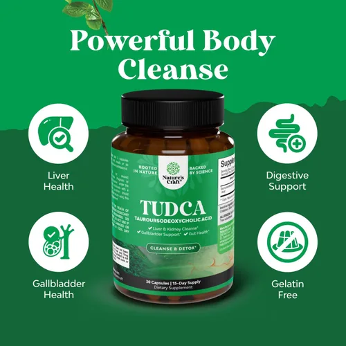 Vista 4 de Suplemento TUDCA de sal biliar avanzada - Extra Strength TUDCA 500mg por porción Sales biliares para riñón y soporte hepático de alta pureza Tauro