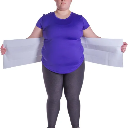 Vista 5 de BraceAbility Envoltura abdominal de tamaño extra grande Carpeta de compresión para adelgazar aplanar y apretar el estómago Blanco M