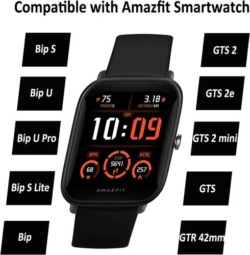 Vista 3 de Correa de repuesto de silicona compatible con Amazfit Bip U/Bip U Pro/Gtr Mini/Gts 4/Gts 4 Mini 0.787 in Sport Strap Watch Wristband