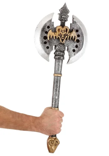 Vista 2 de Accesorio de utilería hacha vikinga oscura de doble filo Deluxe Multicolor