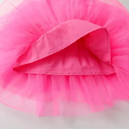 Vista 5 de DXTON Vestidos de verano sin mangas para niñas, con correa de tutú, tejido con 8 capas, mezcla de algodón esponjoso para fiestas de cumpleaños, de 3