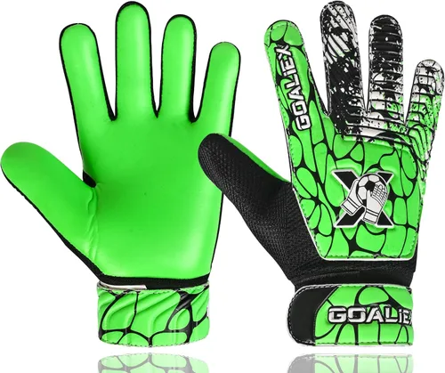 Vista 12 de Guantes de portero de fútbol, guantes de portero de fútbol para niños, niños y jóvenes, niños con doble muñeca de 4 mm y palma de súper agarre