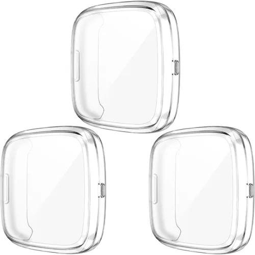 Vista 11 de Wepro Funda protectora de pantalla compatible con reloj inteligente Fitbit Versa 2, paquete de 3 fundas de TPU suave chapado en poliuretano