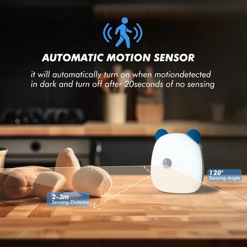 Vista 4 de G Keni Luz nocturna LED con sensor de movimiento para niños, guardería y adultos, batería recargable, 4000 K, luz blanca cálida activada por Azul
