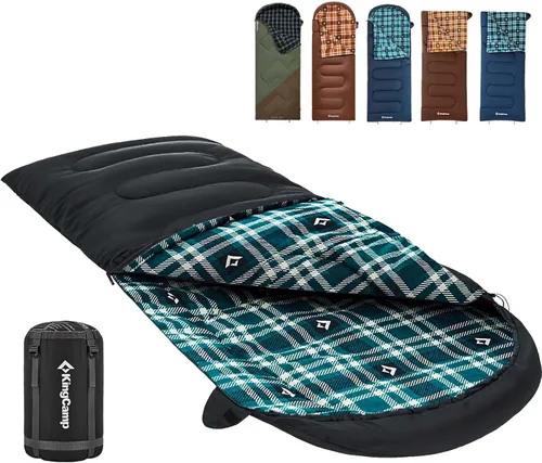 Vista 13 de KingCamp Sleeping Bag for Adults, Cold Weather & Warm XL Big and Tall Flannel Sleeping Bags with Compression Sack Portable Waterproof Essentials