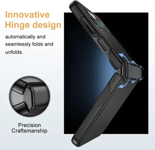Vista 3 de Funda para Samsung Z Flip 4: [Protección completa de bisagra] Funda delgada para teléfono con protección de pantalla incorporada, protección