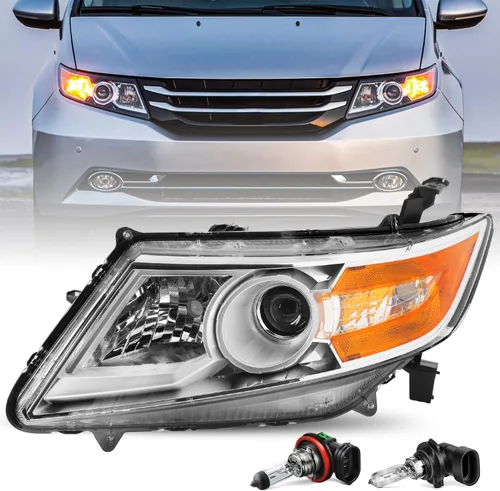 Vista 14 de JSBOYAT Conjunto de faros delanteros de repuesto para Honda Odyssey 2011-2017, estilo OE, carcasa negra, con reflector ámbar (L+R) Faros
