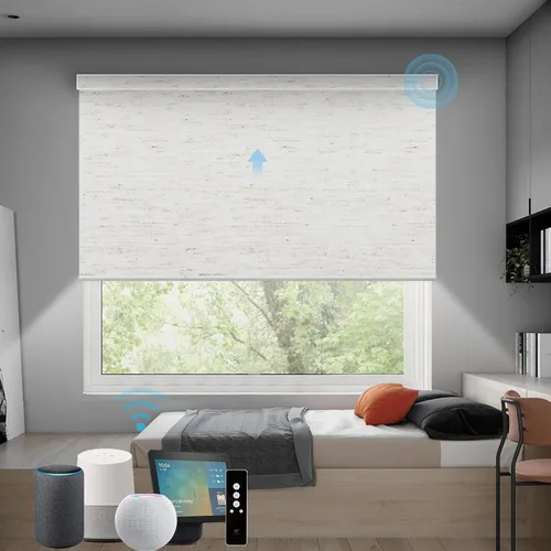 Vista 51 de SmartWings Persianas Motorizadas con Sombras para Ventana Control Remoto Funciona con Thread Apple Homekit Z-Wave Alexa 100% Blackout de Doble Cara