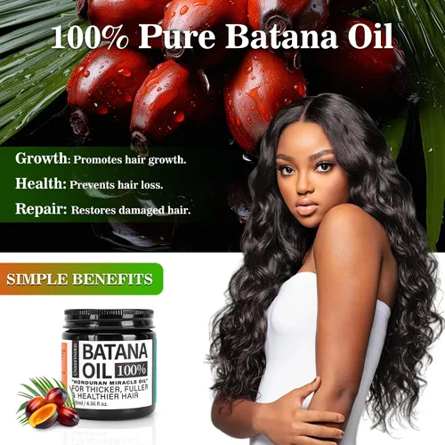 Vista 4 de Aceite de batana orgánico para el crecimiento del cabello, Batana 100% puro de Honduras, aceite de tratamiento capilar para cabello grueso y fuerte