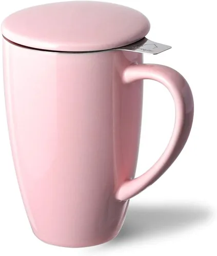 Vista 8 de Sweejar Taza de Té de Porcelana con Infusor y Tapa, Tetera con Filtro, Colador Infusor de Tazas de Té de Hojas Sueltas, 16 Fl Oz para Azul degradado