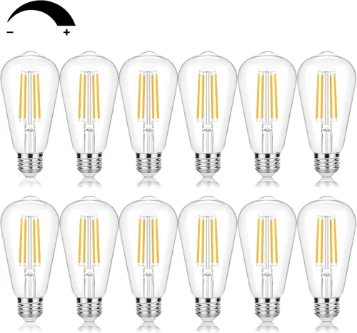 Vista 8 de Bombillas LED Edison vintage equivalentes a 60 W, regulables, 7 W, ST58, bombillas de filamento LED, blanco suave, 2700 K, iluminación
