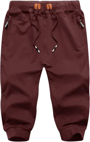 Vista 2 de Cotrasen Pantalones cortos capri de 34 para hombre por debajo de la rodilla, pantalones cortos largos capri con bolsillos con cremallera