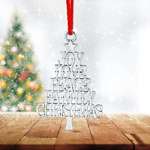 Vista 3 de Adorno de árbol de Navidad de metal de peltre sólido 2023, colgantes colgantes para fiesta, hogar, vacaciones, regalos de decoración de Navidad