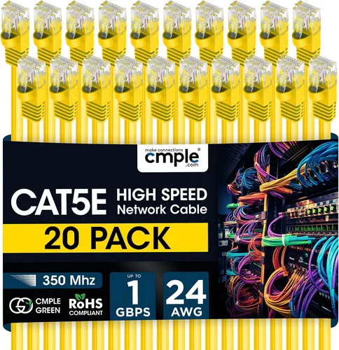 Vista 26 de Cmple - Cable Ethernet Cat5e de 1.5 pies, 350 MHz Cat 5e 1Gbps Cable de conexión LAN de red LAN RJ45, conectores sin enganches, para PC, laptop