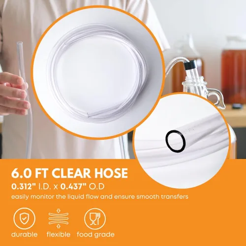 Vista 4 de FastRack Mini, abrazadera de sifón automático y manguera de 6 pies, 3/8 ", transparente