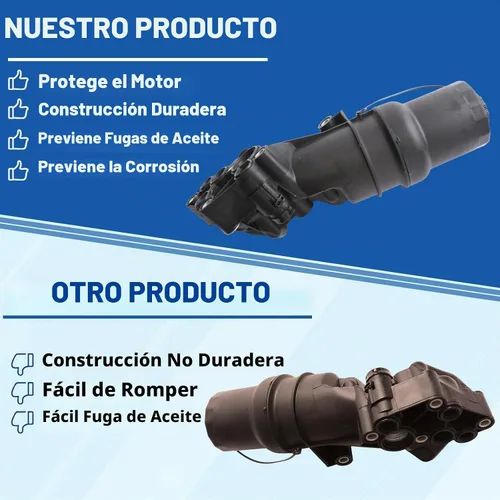 Vista 4 de MITZONE - Carcasa de filtro de aceite compatible con 2005-2014 Volkswagen Beetle Golf Jetta Rabbit Passat Audi TTRS 2.5L Reemplaza 07K115397D