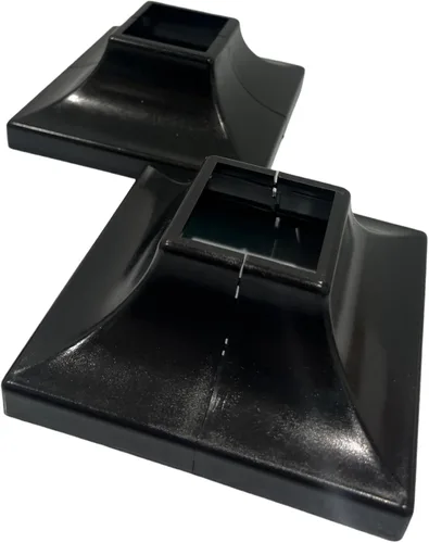 Vista 2 de Faldón de poste entrelazado de 1 pulgada, cubierta de base de poste de cubierta, brida de poste, 3.5 x 3.5 pulgadas para placa base de 4 pulgadas