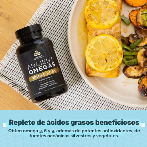 Vista 3 de Ancient Nutrition Omegas de cuerpo entero, ALA, DHA, EPA, de pescado