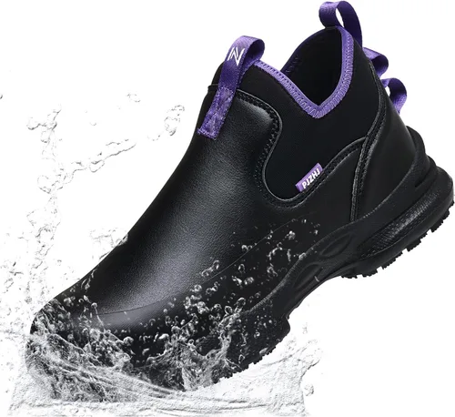 Vista 7 de PJZHJ Zapatos de trabajo antideslizantes para mujer, resistentes al agua y al aceite, zapatos de servicio de alimentos, cómodos zapatos de chef