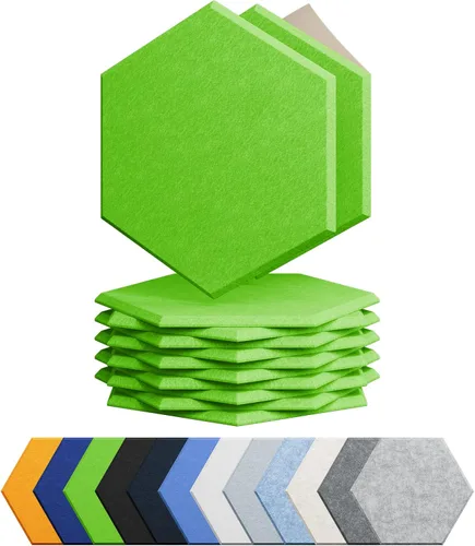 Vista 39 de Amantech - Paquete de 12 paneles acústicos autoadhesivos de espuma acústica a prueba de sonido, alta densidad, hexagonales, 12 x 10.23 x 0.4 Beige