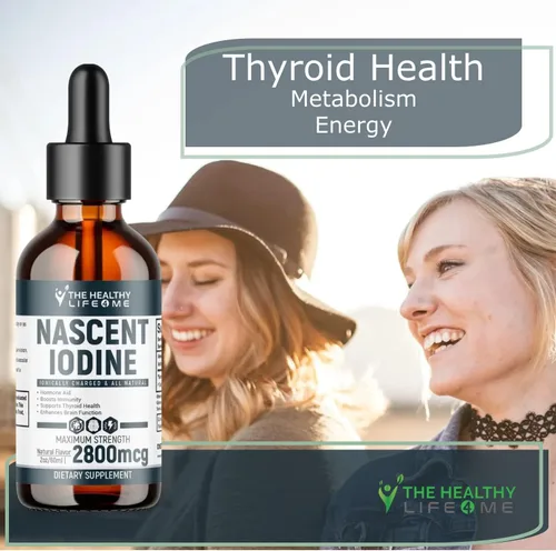 Vista 4 de Suplemento de yodo naciente 2800mcg Yoduro de potasio Gotas de yodo 100% vegano Color transparente Grande 2 oz