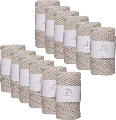 Vista 111 de Makromecity, Cordón de macramé de un solo hilo de 3 mm x 100 yardas (300 pies) de 3 mm de cordón de algodón azul bebé para arte y manualidades