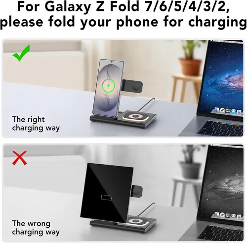 Vista 5 de Cargador inalámbrico para Samsung Galaxy Watch 9/Ultra2, luz nocturna 2-Negro