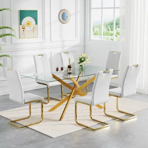 Vista 76 de HomVent Juego de mesa de comedor redonda de vidrio de 3 piezas, juego de mesa de cocina de vidrio redondo para 2 personas con 2 sillas de comedor