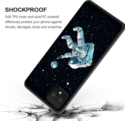 Vista 2 de Funda delgada para Pixel 4 XL, funda delgada de silicona de TPU suave a prueba de golpes para Google Pixel 4 XL, astronauta en el espacio