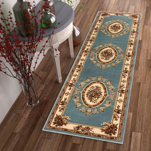 Vista 18 de Alfombra de pastoral con medallón de tejido suave y grueso, estilo europeo, con diseño floral y tradicional, fácil de limpiar, moderna, clásica