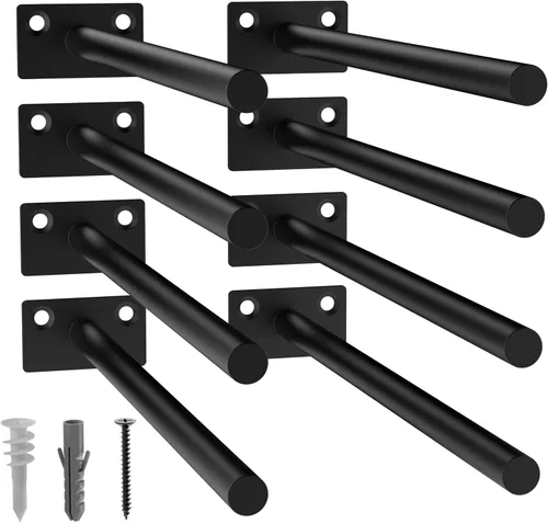 Vista 37 de 12-Pack 10 inch Floating Shelf Brackets, Hidden Shelf Bracket for Wood Negro-paquete de 12