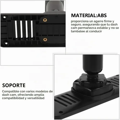 Vista 6 de ULTECHNOVO Kit de montaje de espejo retrovisor para cámara de tablero universal con panel de placa trasera y base de clip, soporte de DVR de coche