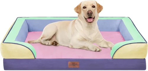 Vista 135 de Comfort Expression - Cama ortopédica para perros medianos, 28 x 19 pulgadas, cama impermeable y de apoyo de espuma con cojines removibles, sofá