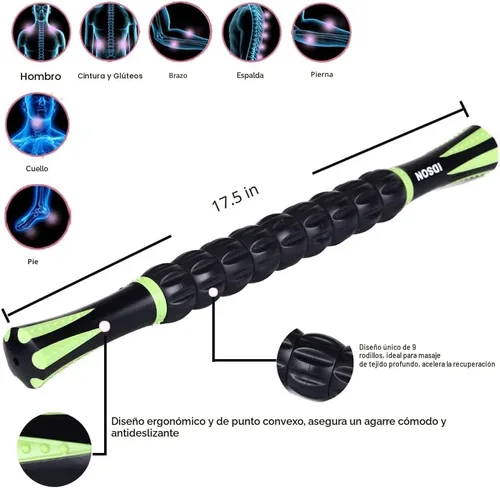 Vista 2 de IDSON - Rodillo muscular para atletas - Palos de masaje corporal - Masajeador de rodillos musculares para aliviar el dolor muscular, calambres