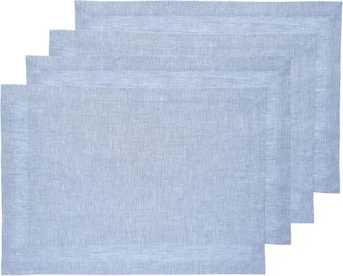 Vista 47 de Solino Home Athena - Juego de 4 manteles individuales cuadrados de lino natural claro de 14 x 14 pulgadas, manteles individuales 100 % lino puro