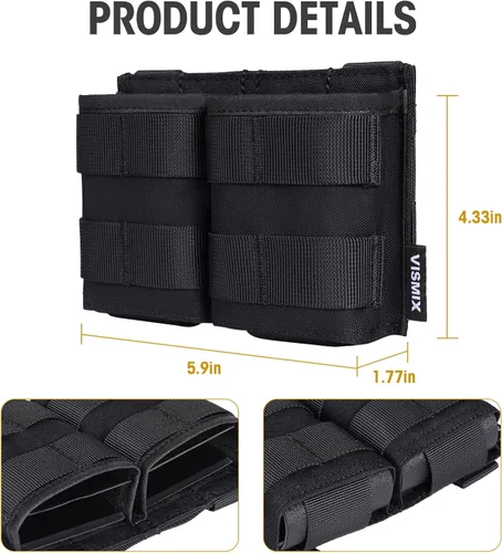 Vista 3 de VISMIX Funda para cargador de rifle, doble funda AR de 5.56mm Molle con inserción de Kydex de liberación rápida y compatible con MOLLE